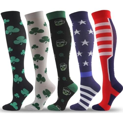High Quality Funny Compression Socks Men Women Five-Pointed Star Weed Striped Hip-Hop Nursing Compression Socks Gifts