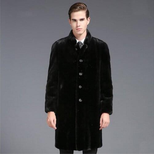 High imitation mink fur leather jacket mens long full mink imitation fur coat jacket European and American men