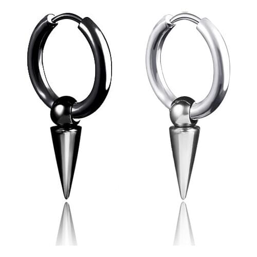 Punk Clip on Earrings Steel/Black Stainless Steel Earrings Mens Womens Rock Gothic Fake Piercing Earrings kolczyki damskie