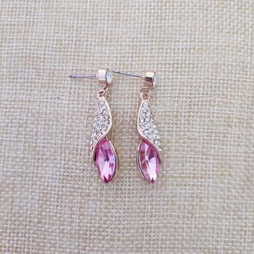 QiLeSen Fine jewelry 925 sterling silver suitable for ladies wedding earrings, Desert Light Rose Red earrings YW098