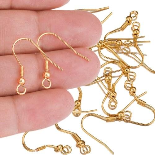 50pcs/lot 20*18mm Stainless Steel Gold Silver Earrings Hook Ear Wire DIY Jewelry Making Supplies Findings Earring Accessories