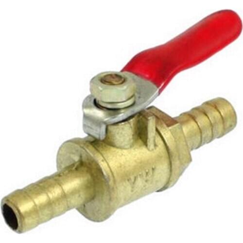 1 Pc Full Port 8mm Hose Tail Tube Red PVC Coated Lever Handle Ball Valve