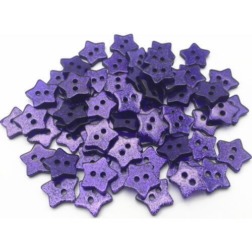 1000pcs Purple Color Resin Glitter Star Buttons 14mm Sparkle 2 Holes Christmas Crafts Sewing Embellishments Baby Button
