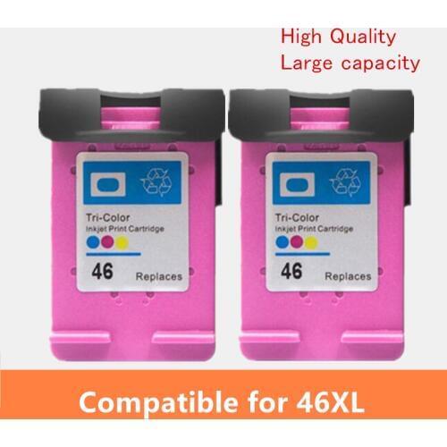 2Pack Color 46XL Ink Cartridge compatible For hp46 for HP 46 DeskJet 2520hc 2020hc 2025hc 2029 2529 4729 Printer
