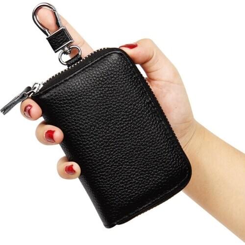 2020 Large Capacity Genuine Leather Keychain Holder Pouch Purse Key Cover Bag Fashion Men Key Holder Organizer Car Key Case