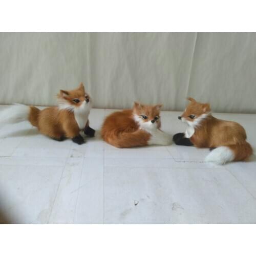 3 pieces a set small cute fox model polyethylene&furs fox handicraft home decoration toys about 10-12cm 1450