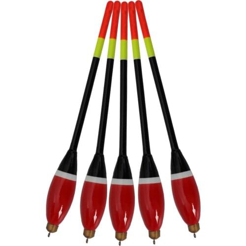 5pcs Fishing Bobber Cork Glow Balsa Wood Buoys Fishing Stopper Paulownia Copper Head Long-Tail Floats 17.5cm Buoyancy 3+2g