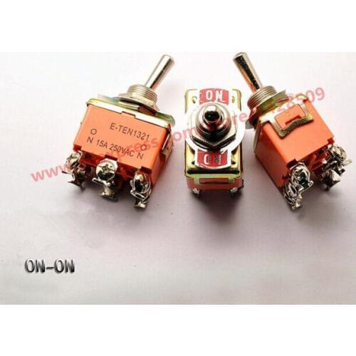 5 Pcs High Quality 6 pin Waterproof Switch Cap On-On Miniature Toggle Switches E-TEN1321 15A/250V