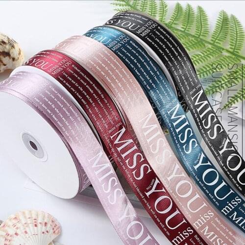 50 Yards Miss You Printed Ribbon Roll Grosgrain 25mm For Bow Craft Wedding Party DIY Decoration Gift packaging accessories
