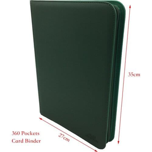 AEGIS GUARDIAN 9-Pocket Double-Sided TCG Card Album Folder, 360 Pockets Side Insert Premium ZIP Card Binder Collector, Green