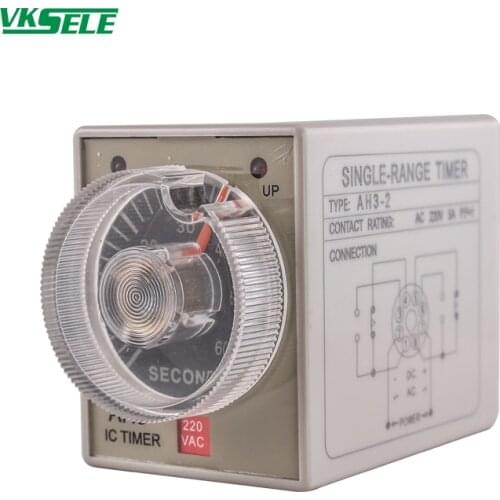 AH3-3 AH3-2 AH3-1 DPDT 12VDC 24VDC AC/DC 112-240V Timer delay relay