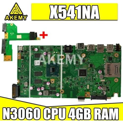 Akemy For ASUS VivoBook Max X541NA-PD1003Y laptop motherboard X541NA mainboard X541N motherboard test 100% OK N3060 CPU 4GB RAM