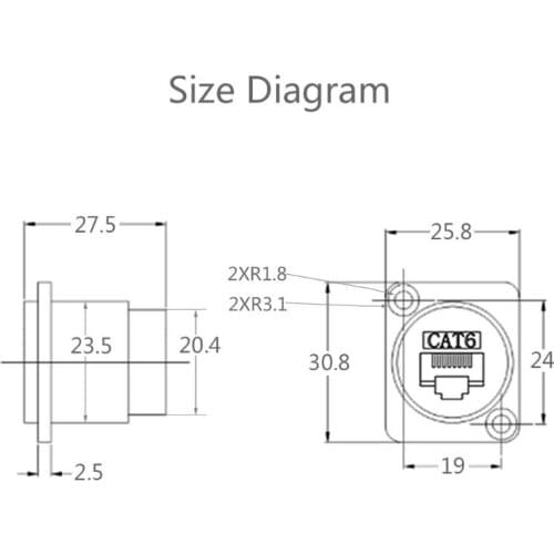 D-type Module RJ45 Socket Cable Female Signal Connector Cat6 Panel Mount Network Ethernet Extension Interface Adapter 32CB