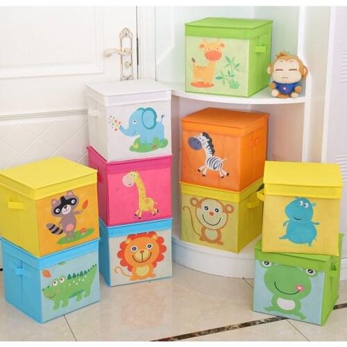 Animal Kids Toy Storage Organizer with Flip-top Lid Foldable Toy Chest Fabric Toy Bin/Boxes/Basket/Trunk for Girls and Boys Lion