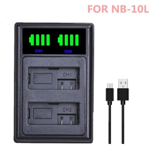 NB-10L NB10L USB LCD Dual Charger Battery Charger For Canon SX40 HS SX40HS SX50 PowerShot SX40 HS SX50 HS SX60 HS CB-2LCE