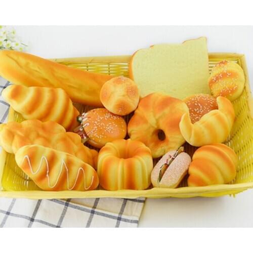 Artificial Decorations Foods PU Simulated scented toast model 3D fake breads furnishing articles bread 14pcs/set