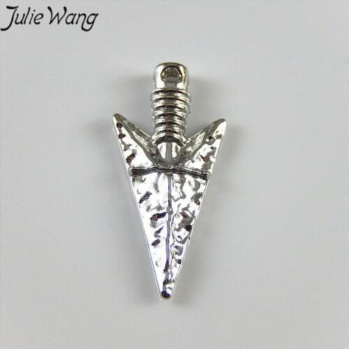 Julie Wang 10pcs/pack White K Color Alloy Dagger Sword Shape Pendant Necklace Jewelry Accessories Anniversary Memorial