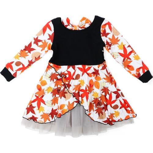 Kaiya Angel New Dress for Kid Girl Toddler Fall Big Bow Dresses Long Sleeve Children Floral Dress 2019 0-8Y Girls Mesh Dress