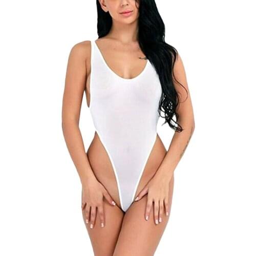 Fashion New Sexy Womens Bodysuits Sheer Solid Black White Female Deep V-neck Lingerie Bodysuit Jumpsuit Streetwear Body Encaje