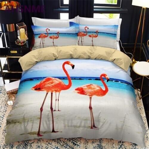 ANIME Cute Animal Flamingo Bedding Set Digital Print Duvet Cover Dog Children Gift King Queen Double Quilt Cover Sets