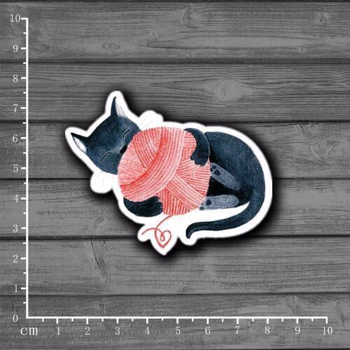 Cat playing with ball line Scrapbooking Stationery Graffiti Sticker Decor For Ablum Scrapbookin Laptop Notebook Stickers[Single]