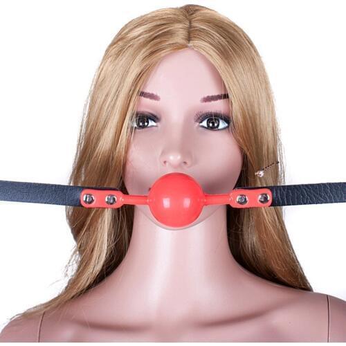 Leather Adjustable anti spit silicone mouth Plug mouth Ball Slave Restraint Open Mouth Gag Adult Games Couples Fetish bdsm toys