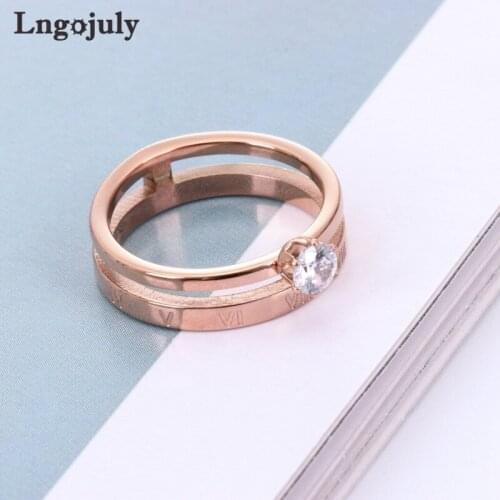 Hot Sale Titanium Steel Rings Wedding Ring Jewelry Engagement Rosegold Titanium Ring For Women Girlfriend Party Jewelry GIfts