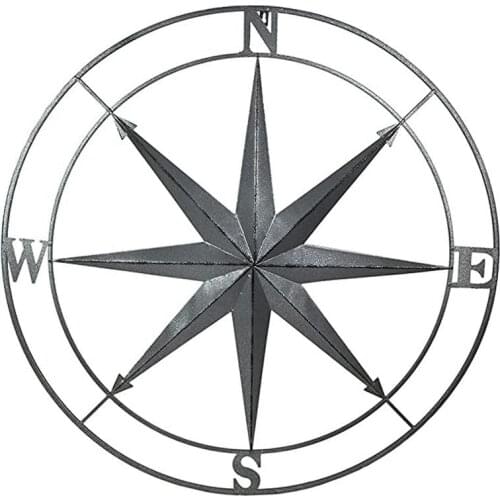 Metal Compass Mural Wall Hanging Distressed Decoration Indoor Outdoor Garden Wall Art Decor Living Room Sofa Background Wall