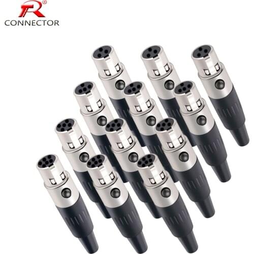 50pcs Mini XLR Aviation Connector, Female Socket, Zinc Alloy+copper pins, 3 4 5 pins, for MIC Microphone Audio Video Connecting