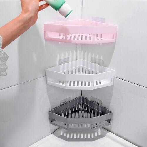 Multi-Function Corner Storage Rack Kitchen Bathroom Bathroom Draining Shelf Washbasin Seamless Triangle Storage Rack