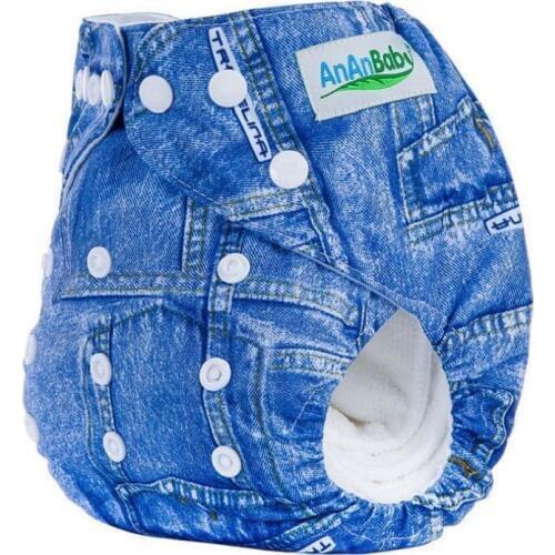 Infant Washable Diapers Baby Nappies Machine Printing Cloth Diaper Couche Lavable PUL+Knitting Reusable Diaper HA014S