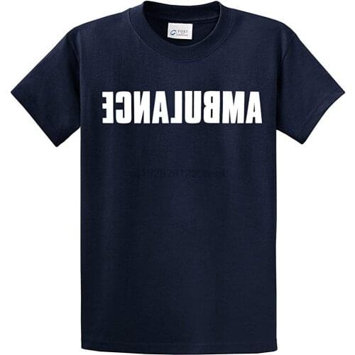 Men Hot Fashion Funny Clothing Casual Short Sleeve Emt Ambulance Backwards Design Custom Tee Shirt