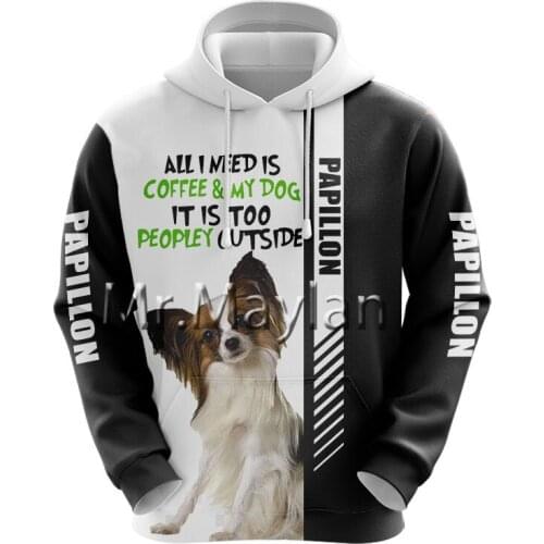 Cute Papillon Dog 3D Printed Jacket Men/Women Harajuku Hoodie Unisex Casual Streetwear Sweatshirt Pullover sudadera hombre JP018