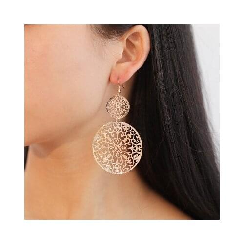 New fashion Vintage palace hollow disc frosted earrings For Women girl Accessories jewelry wholesale