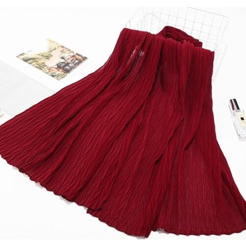 85*180CM Malaysia New Pearl Chiffon Folded Bag Head Scarf Fashion Leaf Crinkled Monochrome Scarf Chiffon Scarf Wholesale