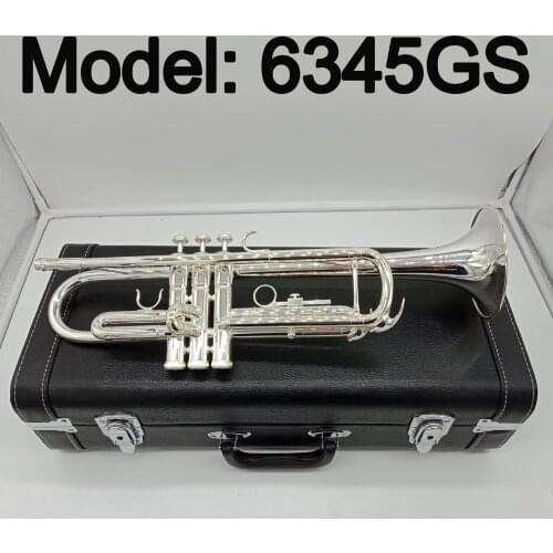 New 6345GS Professional Bb Trumpet Silver Plated Musical Instrument Professional Trumpet With Case Mouthpiece Accessories
