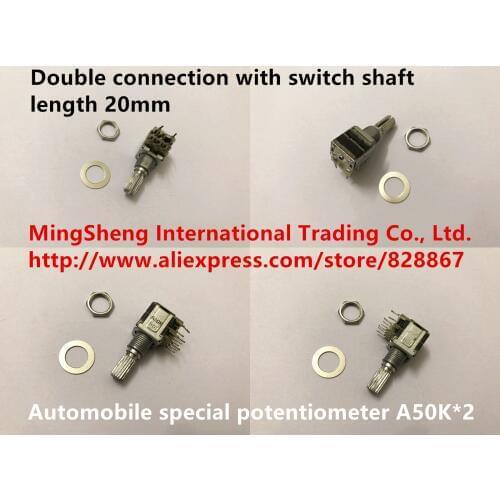 Original new 100% import automobile special potentiometer A50K*2 double connection with switch shaft length 20mm