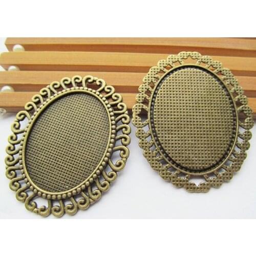 5pcs 2 Colors Oval/Ellispe Border Frame Base Setting Pendant Charm/Finding,fit 30mmx40mm Cabochon/Picture/Cameo