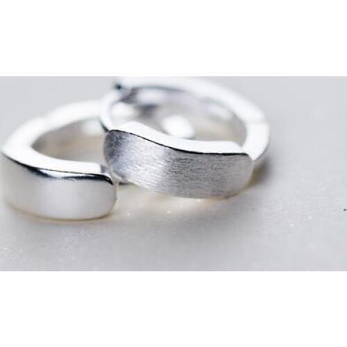 Polished /Matte Geometric Hoop Huggie earrings 100% Real. Sterling Silver 925 Fine Jewelry gtle1742