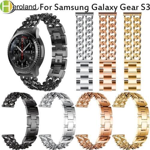 Watch band For Samsung Gear S3 Frontier/Classic Smart Wrist Band 22MM Replacement Cowboy Chain Steel Bracelet For Gear S3 band