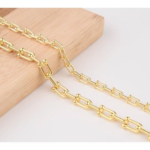 SAUVOO 1 Meter U-shape Alloy Chains Unwelded Link For DIY Bracelets Necklace Jewelry Making Findings Accessories