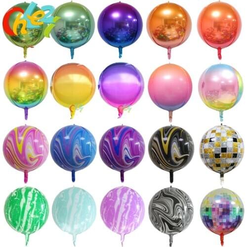3pcs Gradient 4D Foil Balloons 22 inch helium globals Rainbow agate color texture Balloon Wedding Birthday Party decorations Toy