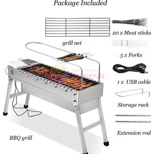 Folding BBQ Grill Stainless Steel Foldable USB Electric Charcoal Grill Automatic Flip Barbecue Stove for Outdoor Used