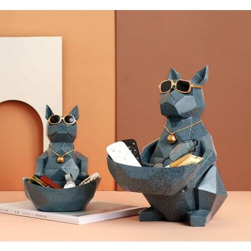 Resin art Cool Cat Figurine with Creative Tissue Boxes dog storage box Table Statue Sculpture Figurines Home decor Ornamental