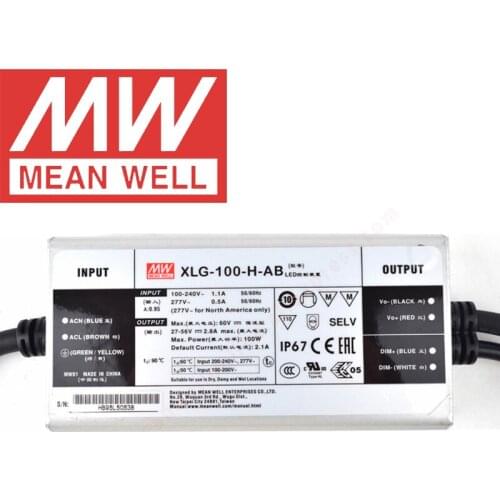Mean Well XLG-100-H-AB IP67 Metal Case 3 in 1 dimming LED lighting meanwell 1750-2780mA/27-56V/100W LED Driver