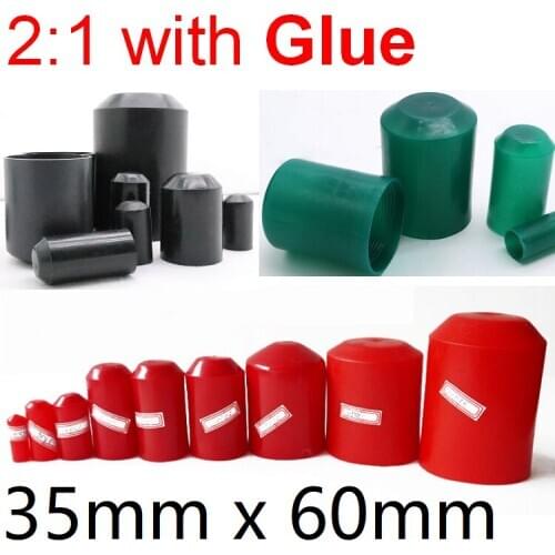 Heat Shrink End Seal Cap Dia 35mm x 60mm Length Cable Sleeve Adhesive Glue Lined Insulate Wrap Wire Protect Cover Bottom 35KV