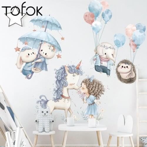 Tofok Princess Balloon Animals Wall Stickers for Kids Room Wall Decals Decorative Stickers Murals Home Decor wall stickers