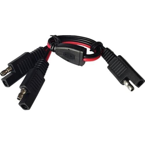 JKM SAE Y-Type Motorcycle Solar Extension Cable 1 To 2 18AWG 0.3m Connector Plug