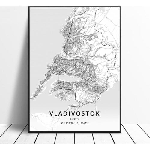 Vladivostok Volgograd Yekaterinburg Yakutsk Voronezh Russia Canvas Art Map Poster