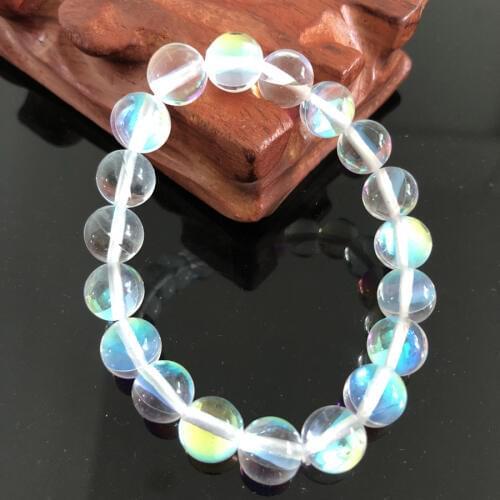 Nice Handmade Womens 10mm Moonstone Natural Stone Beaded Round Beads Stretch Bracelet Femme Charm Bangle Bracelets Wrap Jewelry
